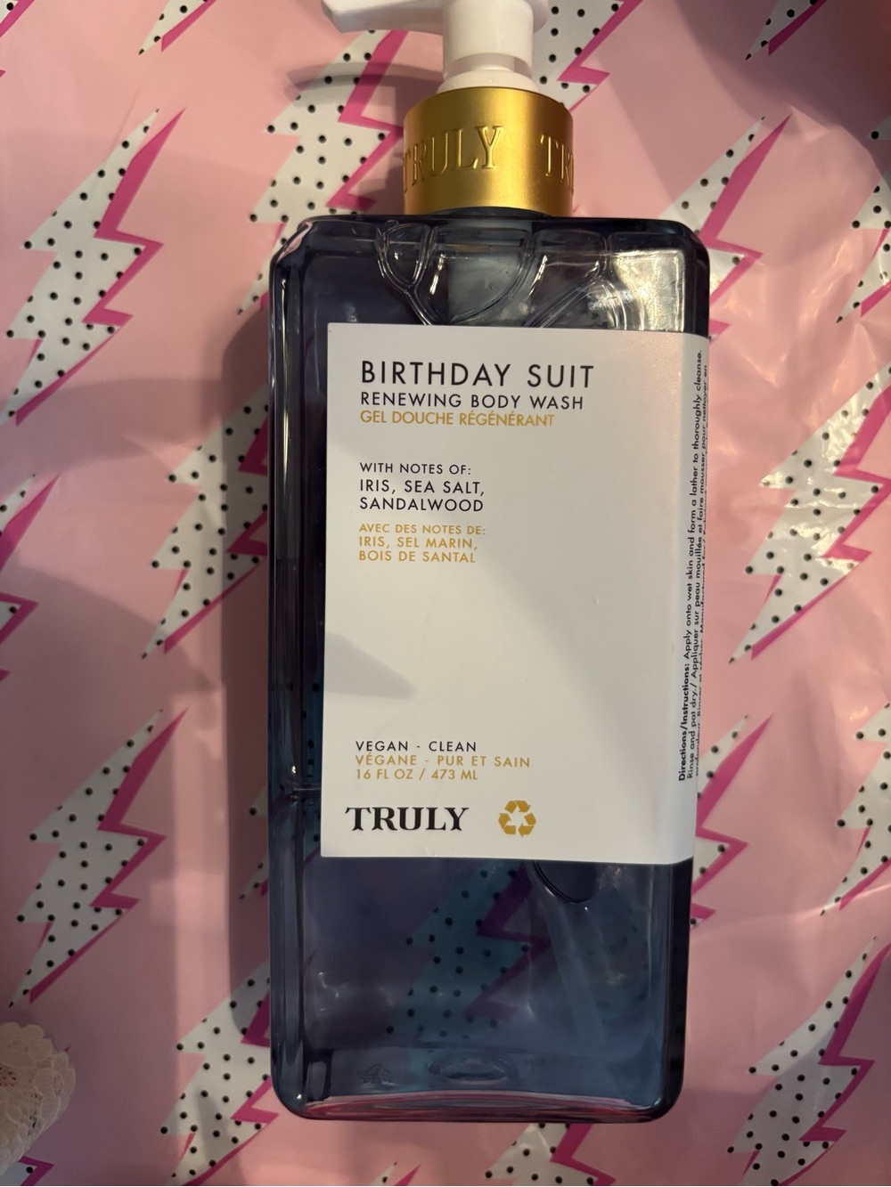 TRULY Birthday Suit Renewing Body Wash - Gold Pump & Clear Bottle